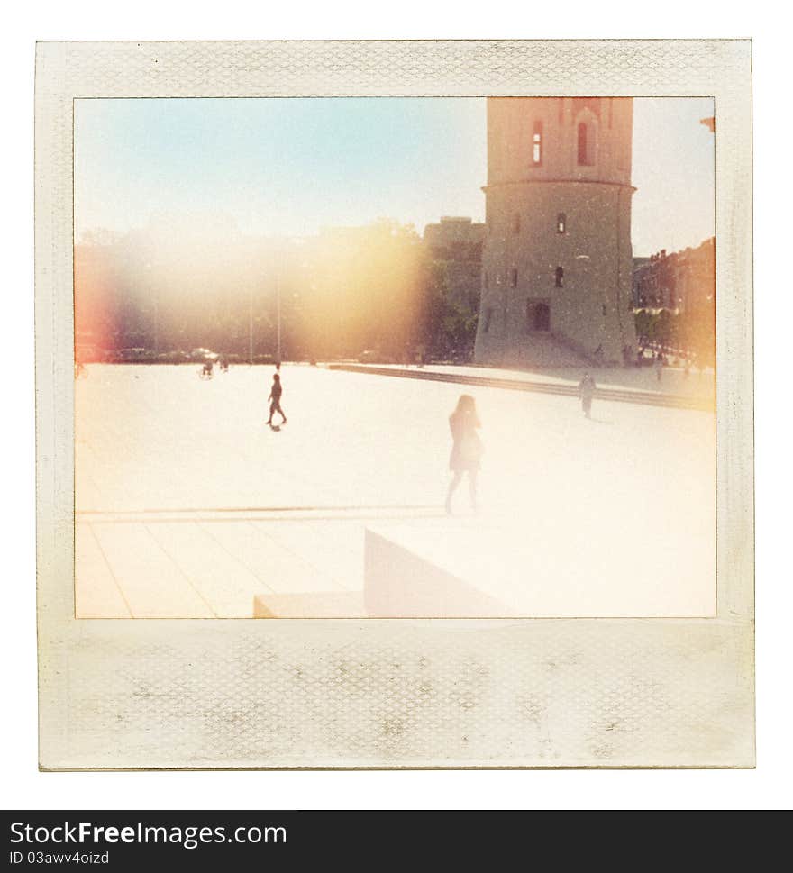 Designed vintage instant photo. City square. Designed vintage instant photo. City square.