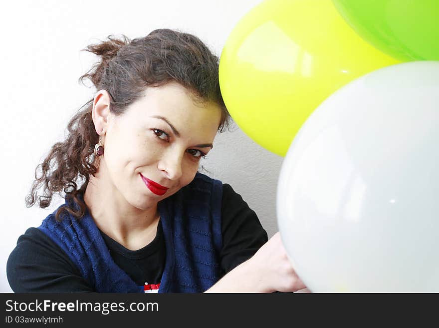 Woman Holding Balloons