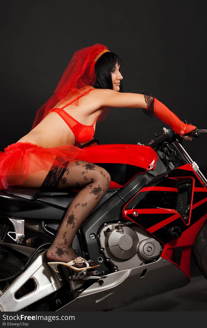 Beautiful Bride On Motorbike