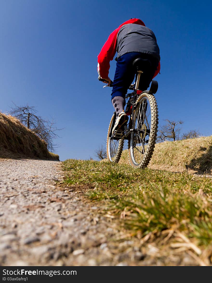 Mountainbiker on a street