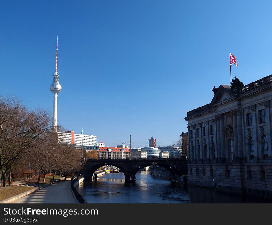 Museum island in Berlin with the TV tower. Museum island in Berlin with the TV tower