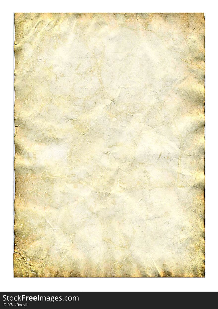 Old paper isolated on white