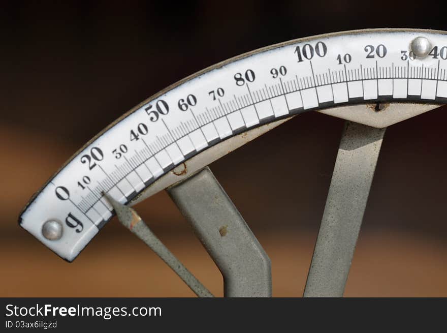 Scale detail of an old analog letter scales