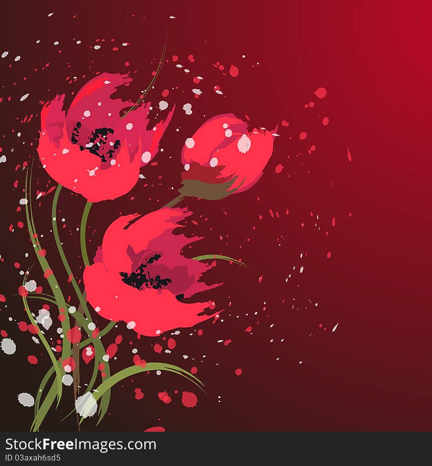 Artistic red flowers