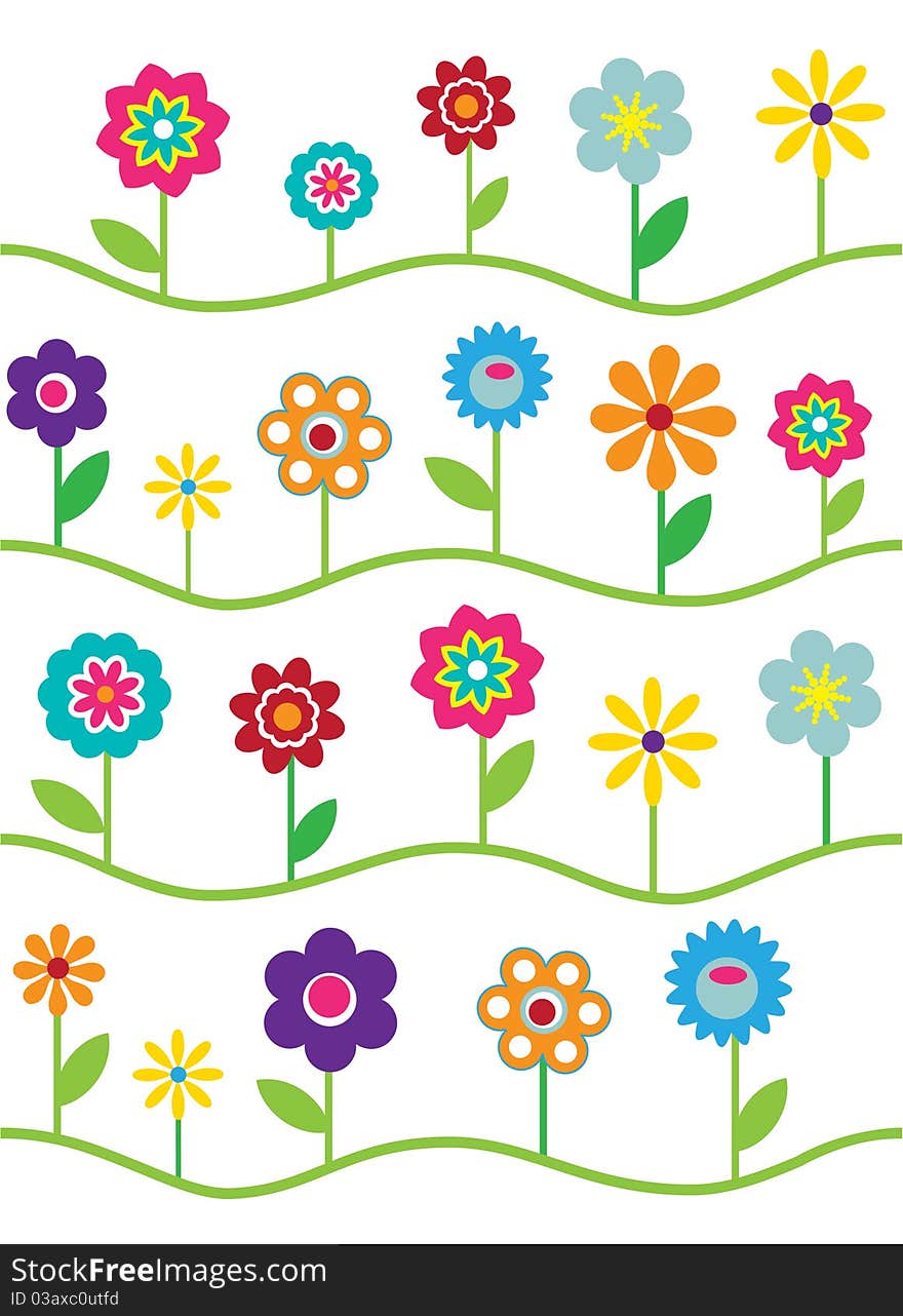 Fresh seamless pattern with different flowers. Fresh seamless pattern with different flowers