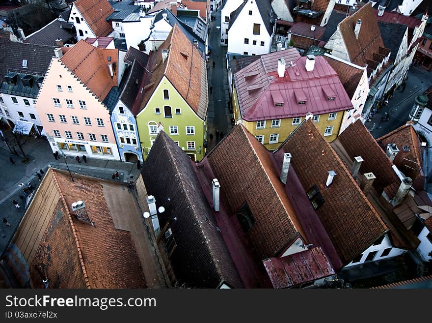 Aerial view to Fussen, Germany