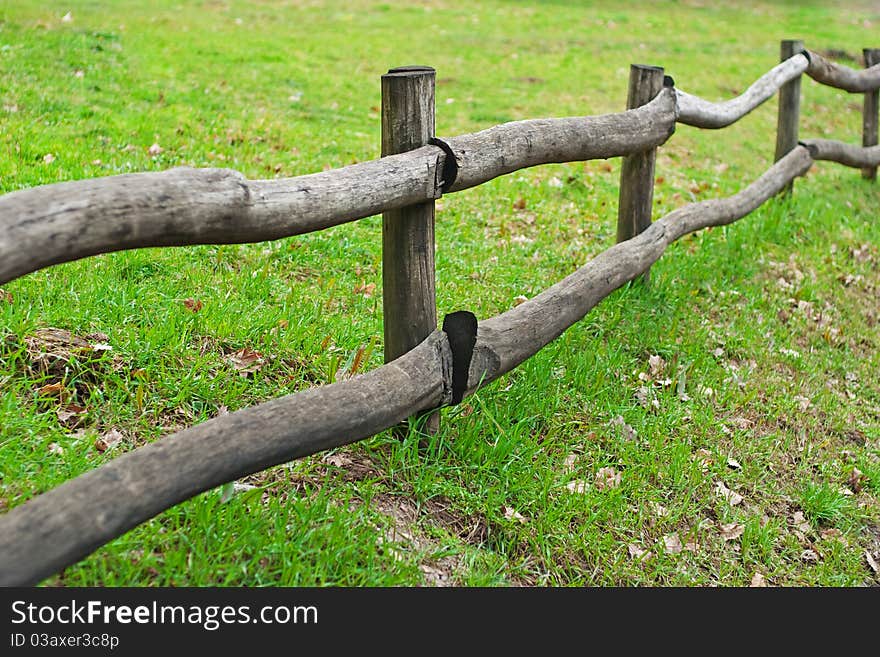 Old wooden fence on the farm