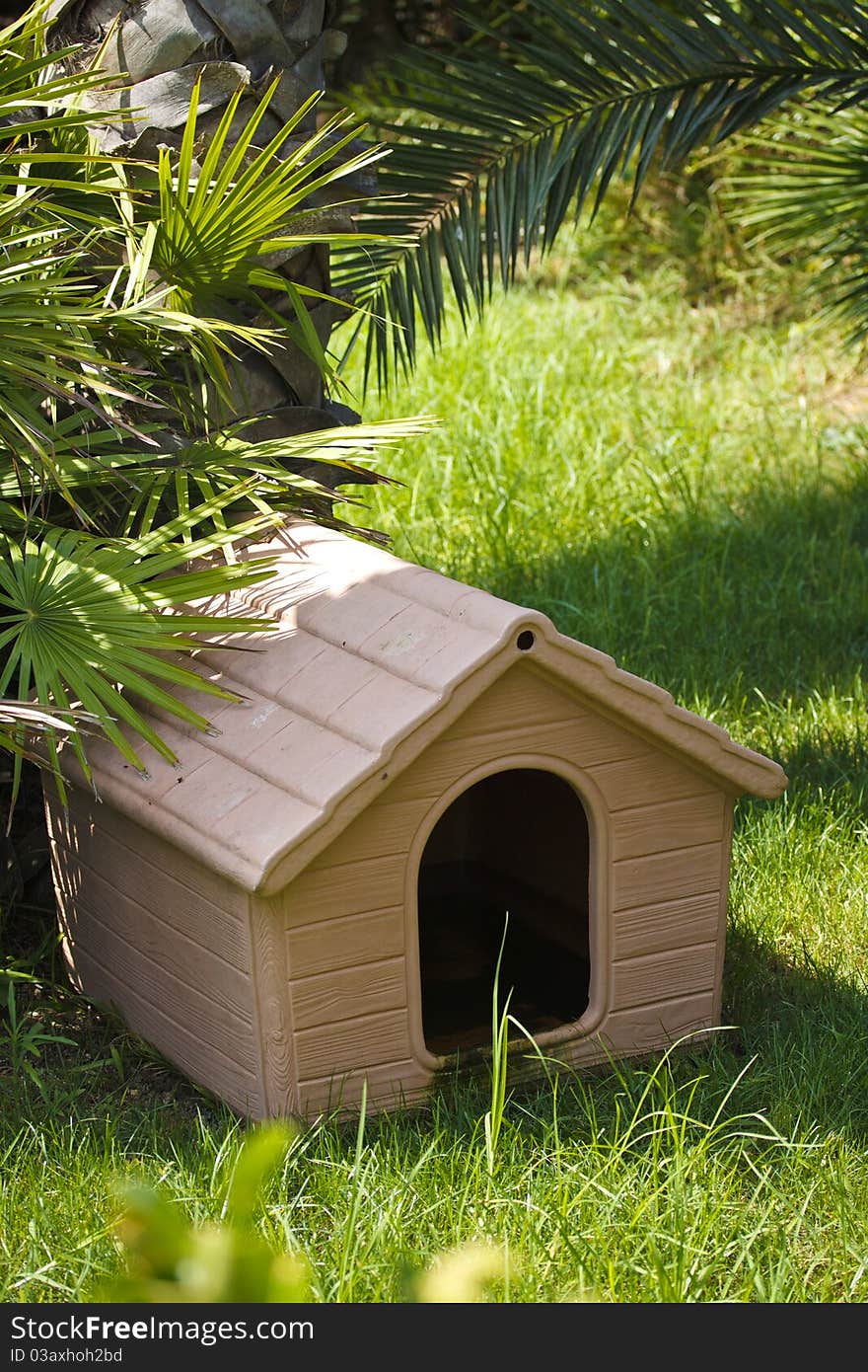 Dog's booth on green grass at summer. Dog's booth on green grass at summer