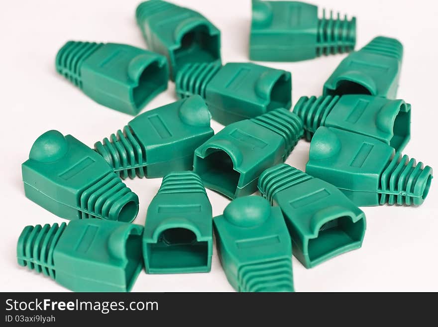 RJ45 cover on background/green object