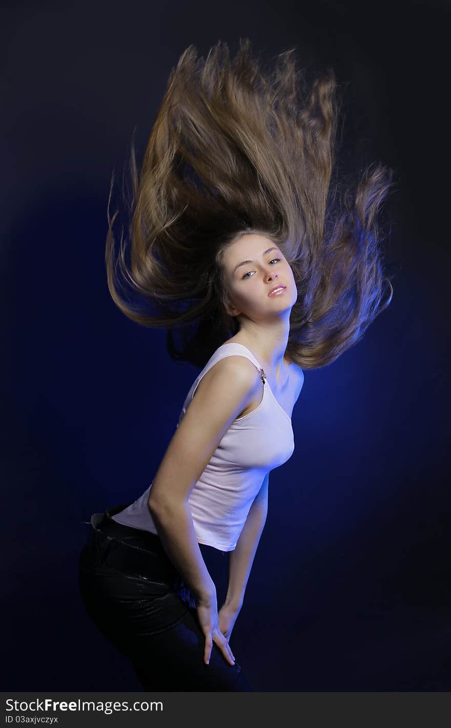 woman dancing, dark background. woman dancing, dark background