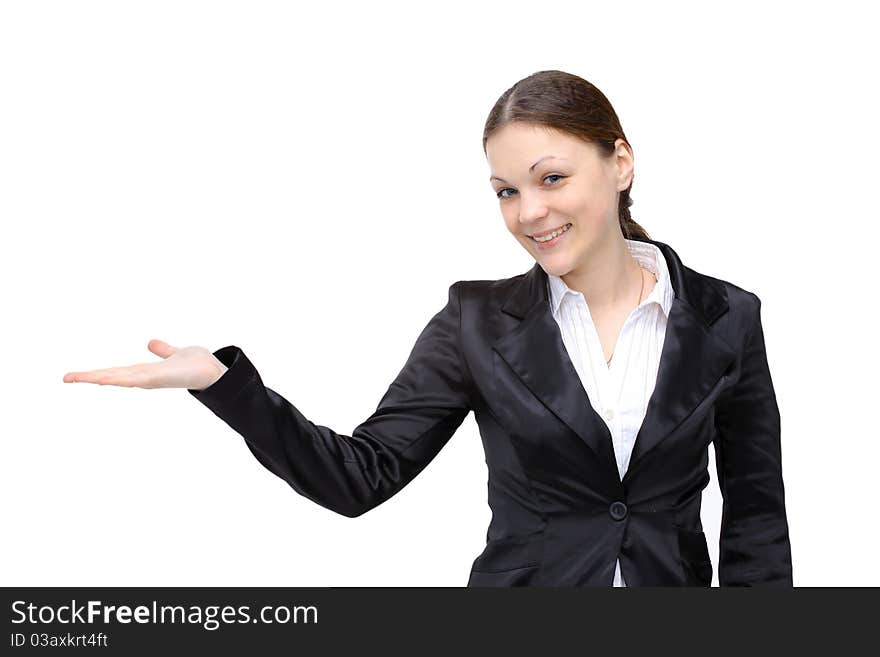 Young woman on the white background