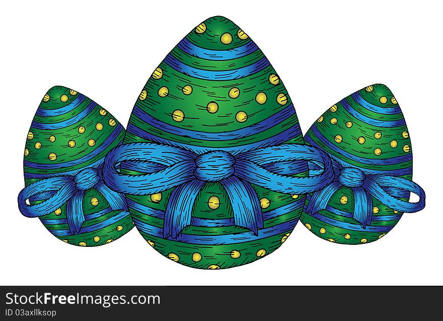 Hand drawn illustration of three easter eggs