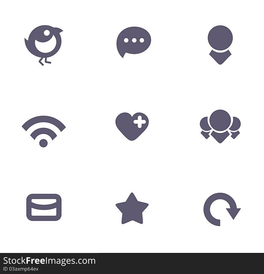 Social icon set dark on white. Social icon set dark on white