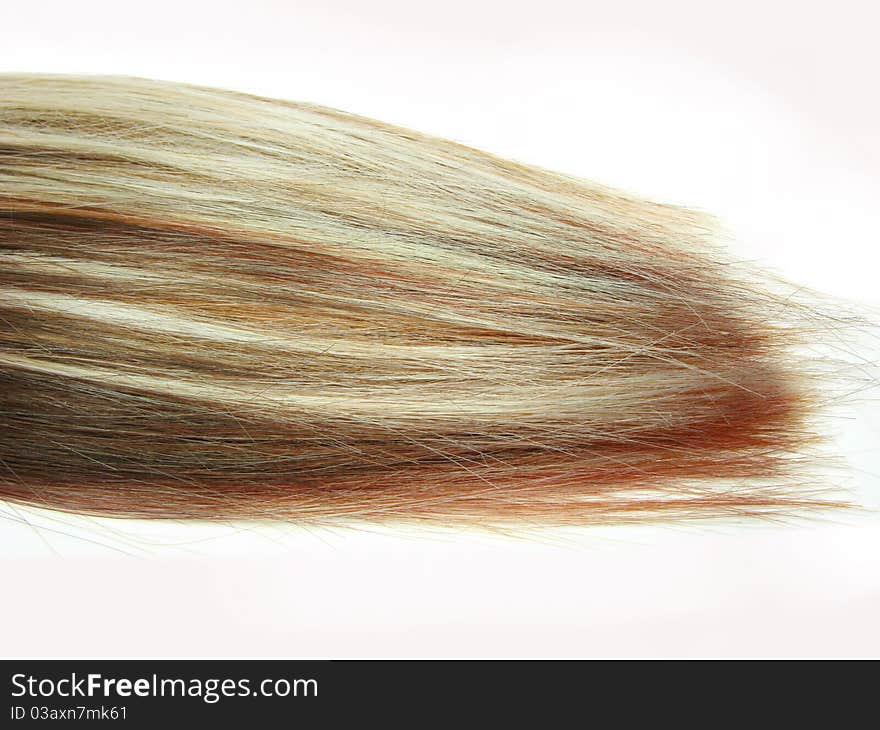 Gingery and white blond multicolored hair wave isolated on white background. Gingery and white blond multicolored hair wave isolated on white background