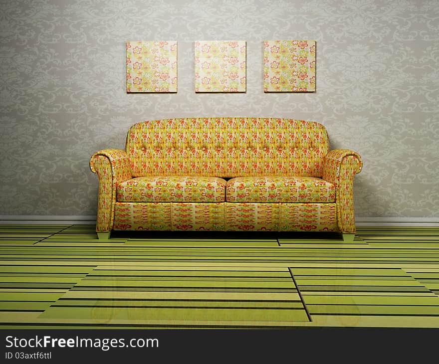 Modern interior design with a nice shiny sofa. Modern interior design with a nice shiny sofa