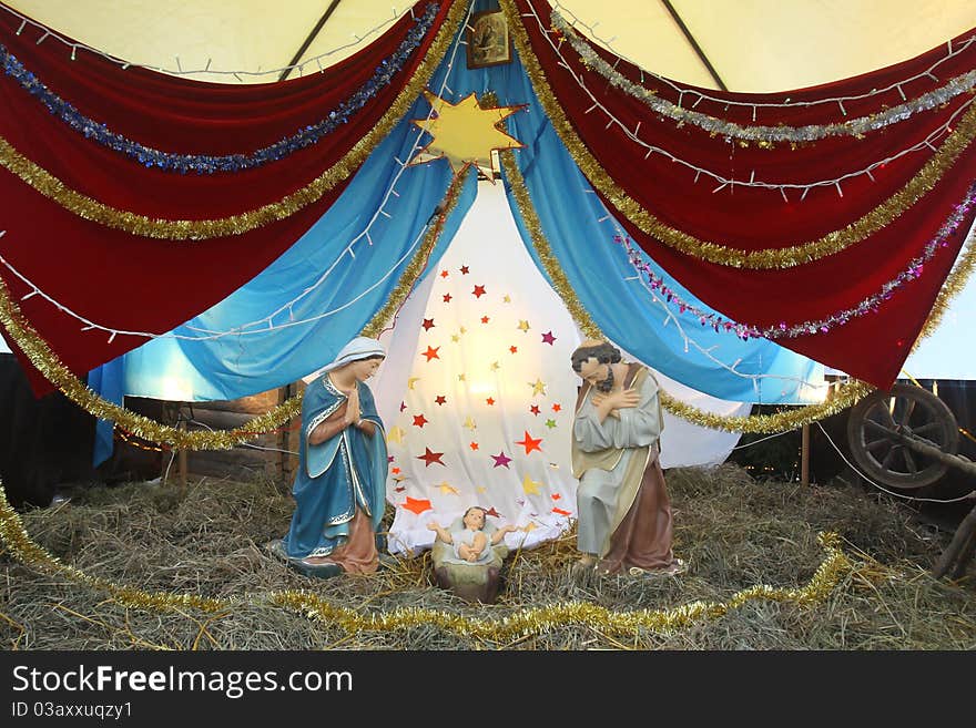 Day nursery with figures of baby Jesus, Maria and Joseph. Day nursery with figures of baby Jesus, Maria and Joseph