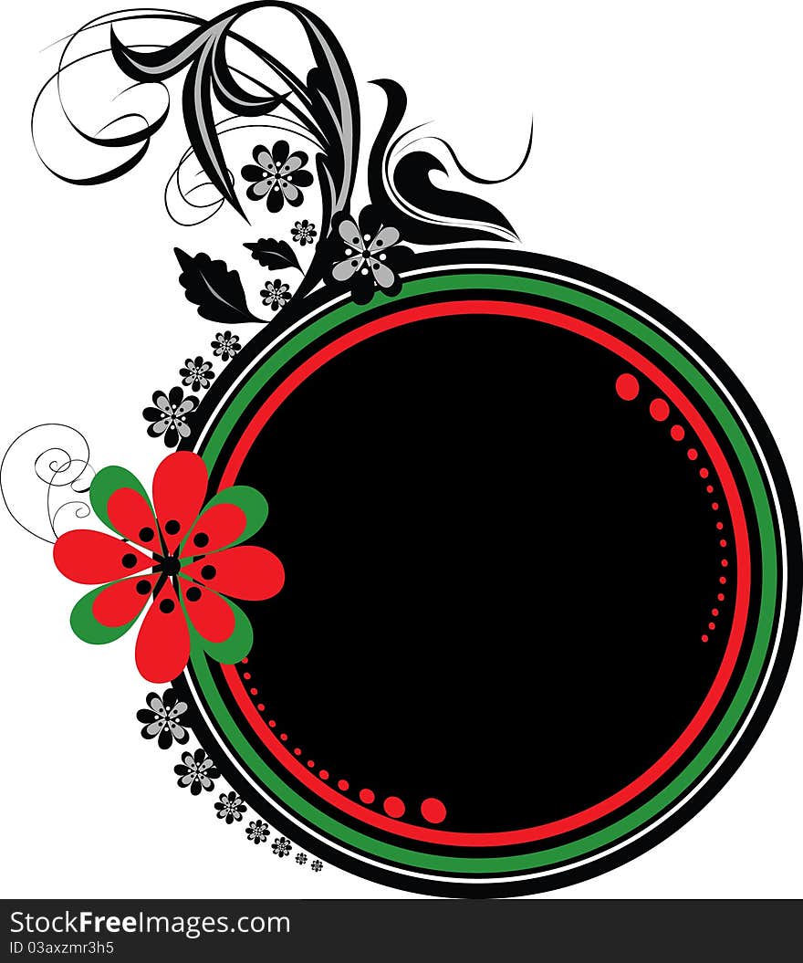 Decorative circle with flowers and place for text