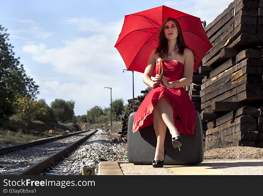 Beautiful woman with umbrella