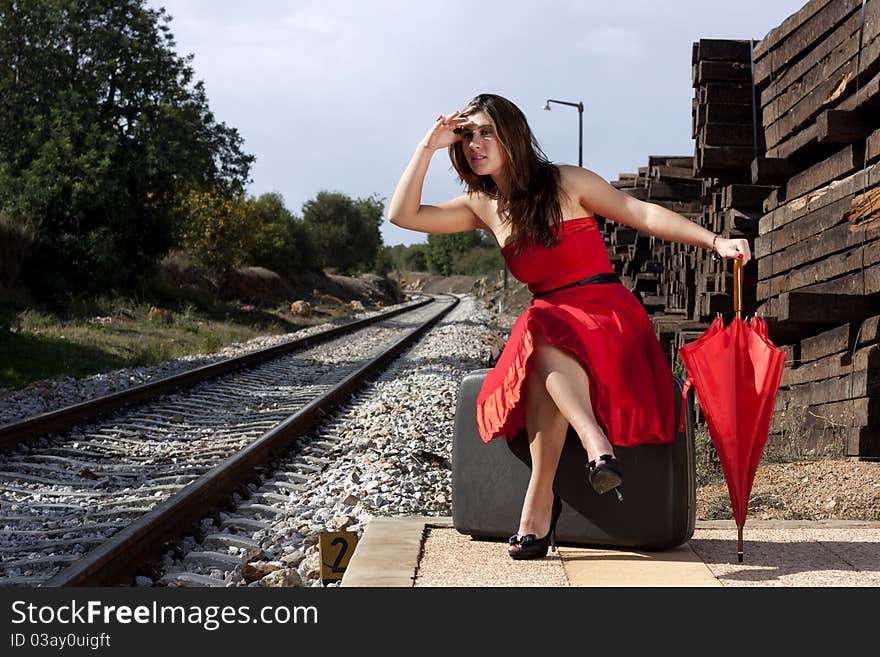 Beautiful woman with umbrella