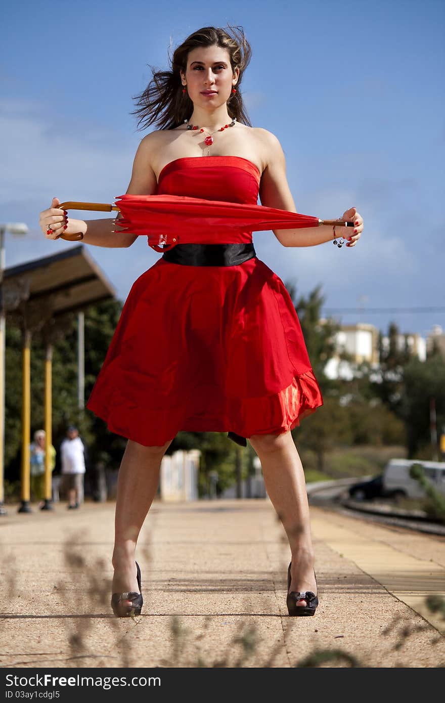 Beautiful woman with umbrella