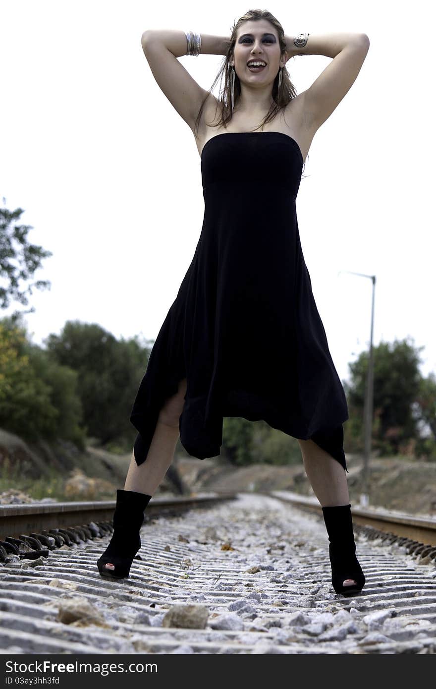 Beautiful woman with black dress