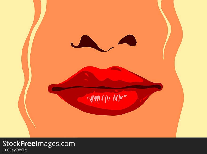 Pop art lips created by computer graphic