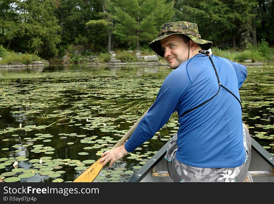 Man in canoe