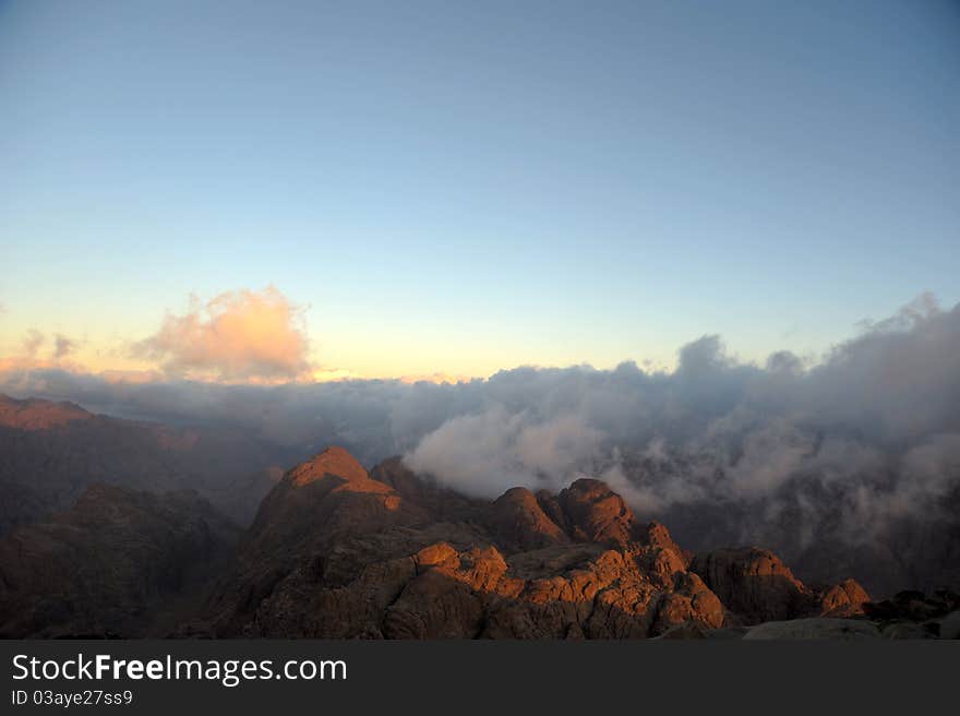 Mountains, shrouded in clouds