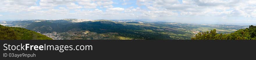 Panorama of green mountains on a summer day. Panorama of green mountains on a summer day