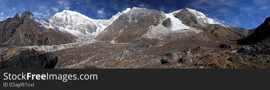 Panorama view of the Langtang Himal Range, Nepal