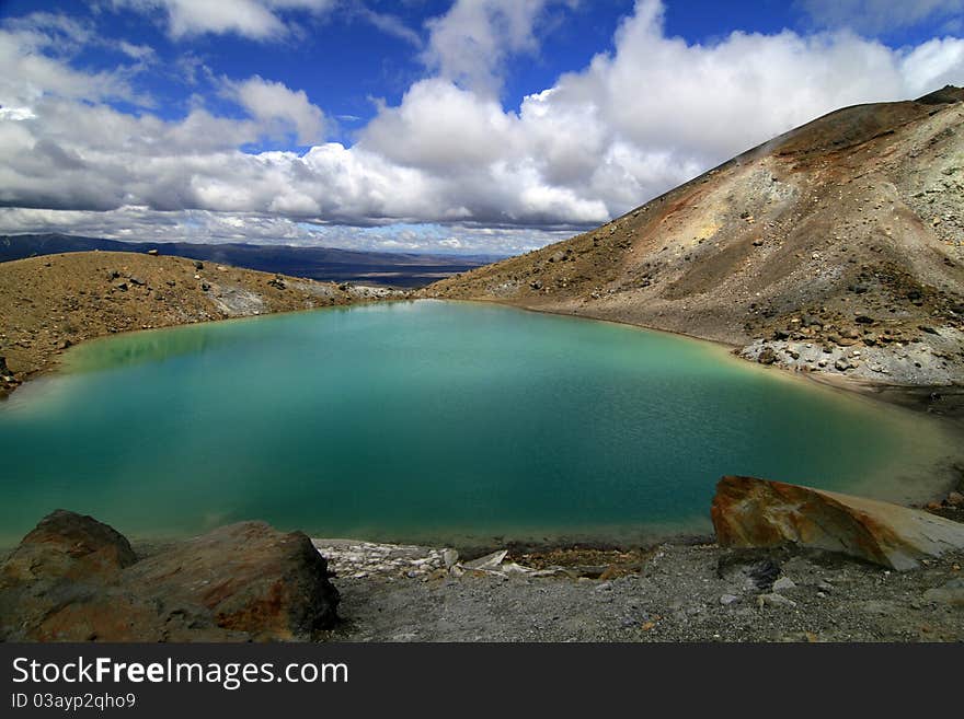 one of the stunning Emerald Lakes on the Tongariro Circuit, New Zealand