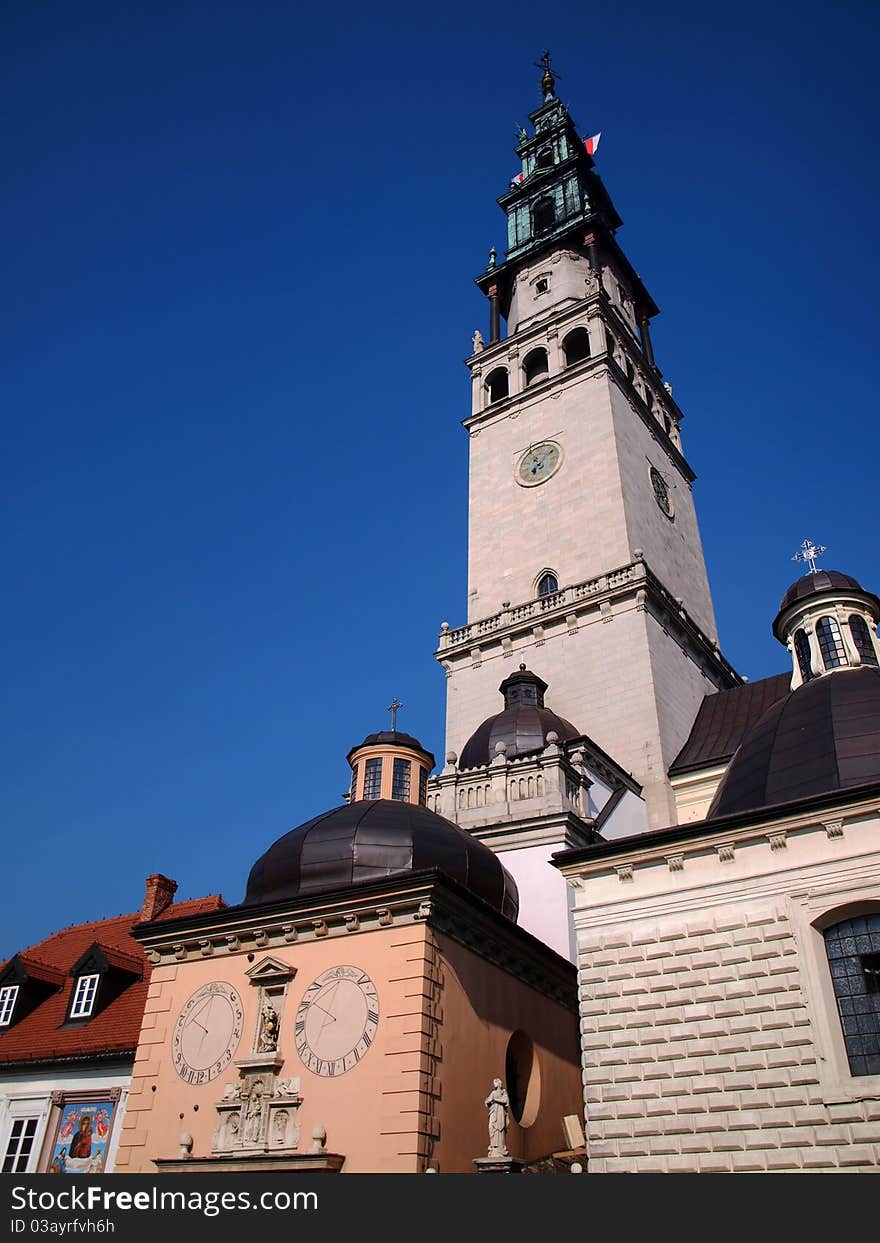 Tower among other buildings in the monastery of Jasna Gora in Czestochowa, Poland. Tower among other buildings in the monastery of Jasna Gora in Czestochowa, Poland