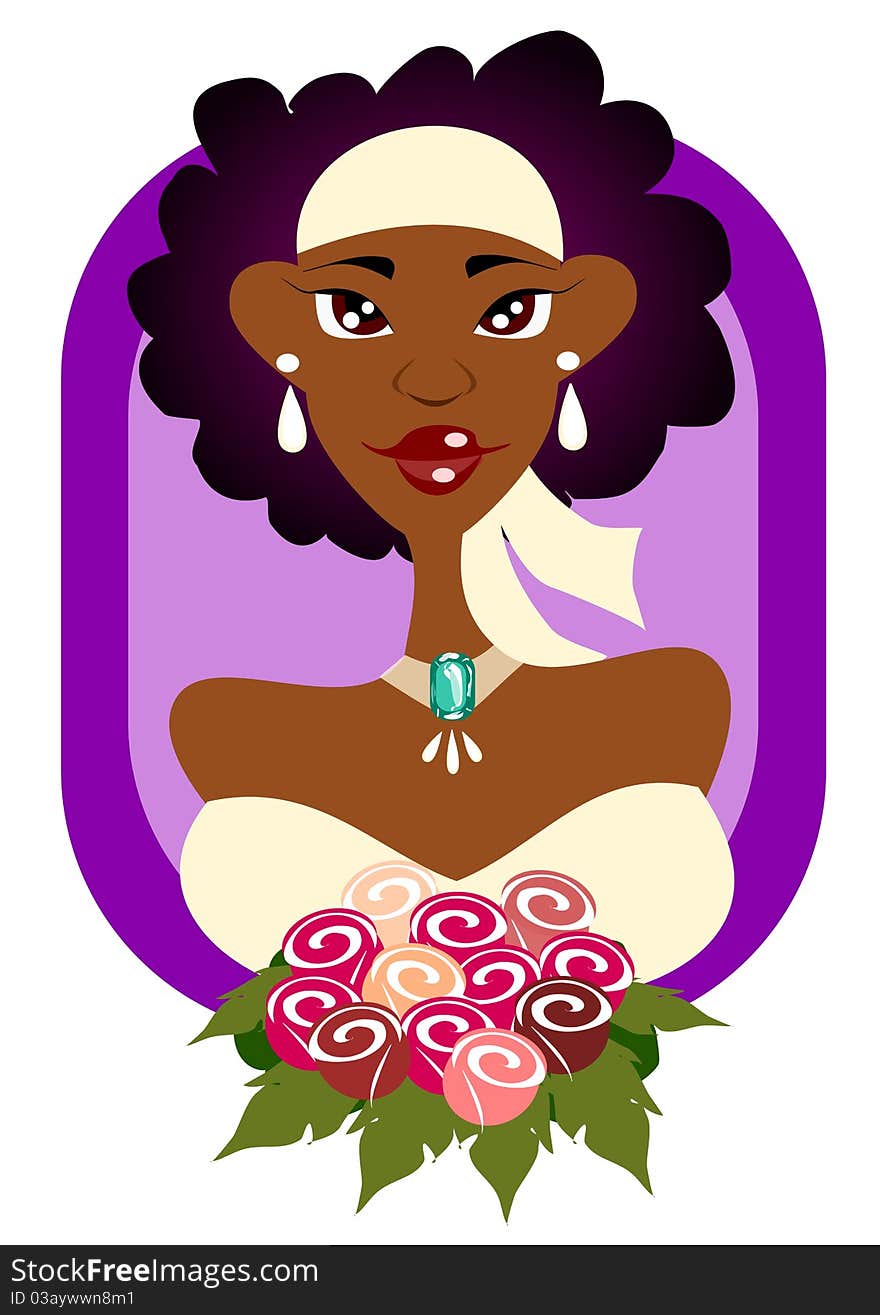 Modern AA Bride in a purple frame. Modern AA Bride in a purple frame