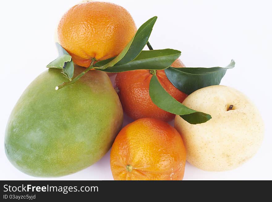 Fresh fruits isolated on white