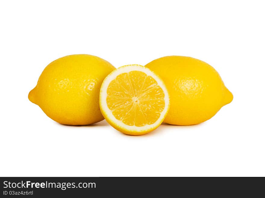 Fresh lemons isolated on a white background