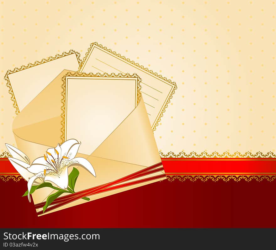 Background with beautiful flowers and lace ornaments