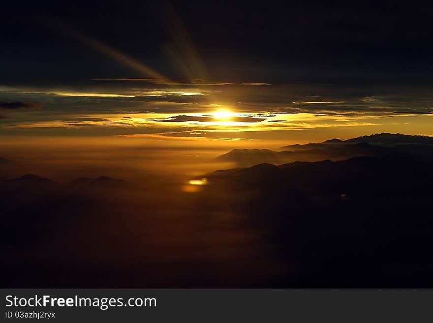 View from an aircraft cockpit. View from an aircraft cockpit