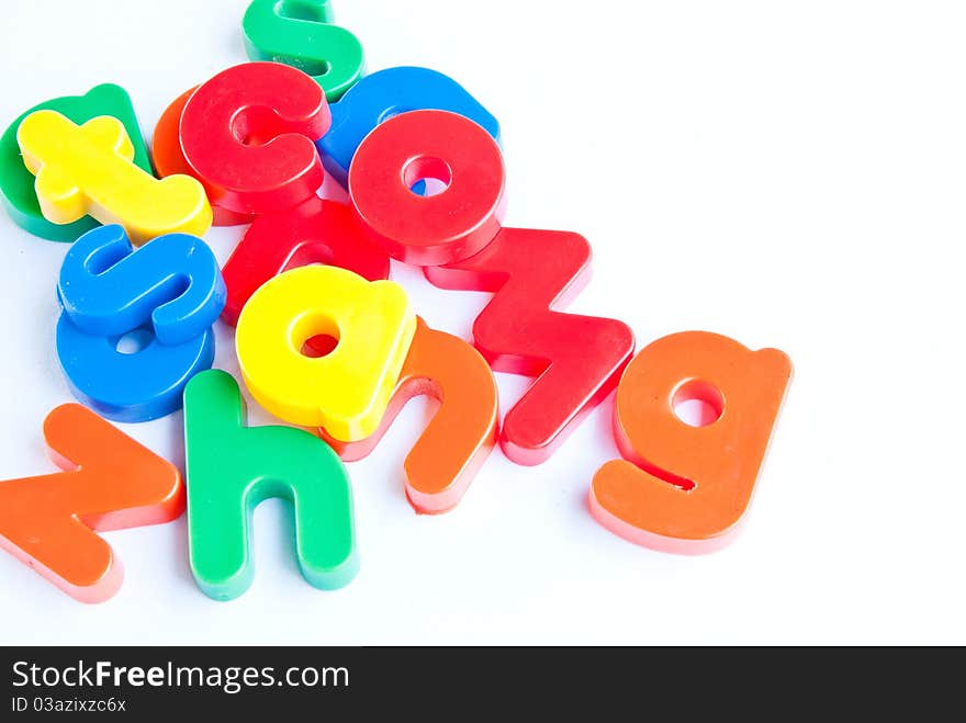 Plastic letters on white background