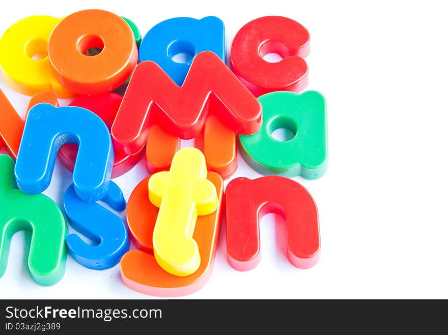 Plastic letters on white background