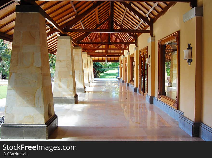 The hallway of Asian building