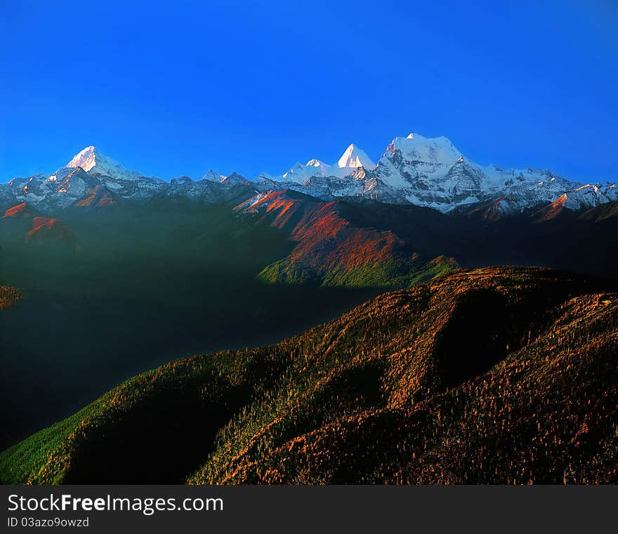 Mountains in sunrise