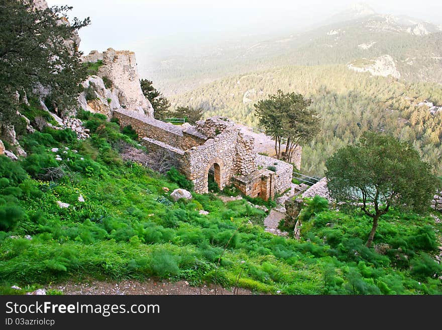 Kantara castle in Northern Cyprus.The origins of the castle go back to the 10th century.