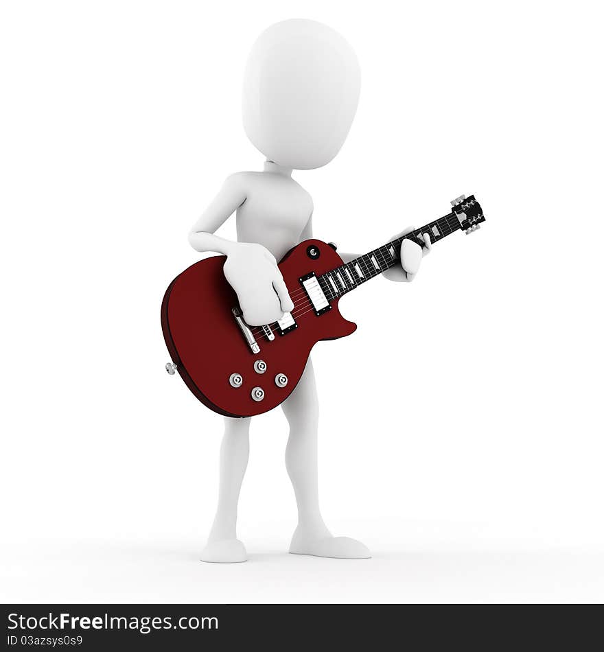 3d Man Guitar Player Music Star