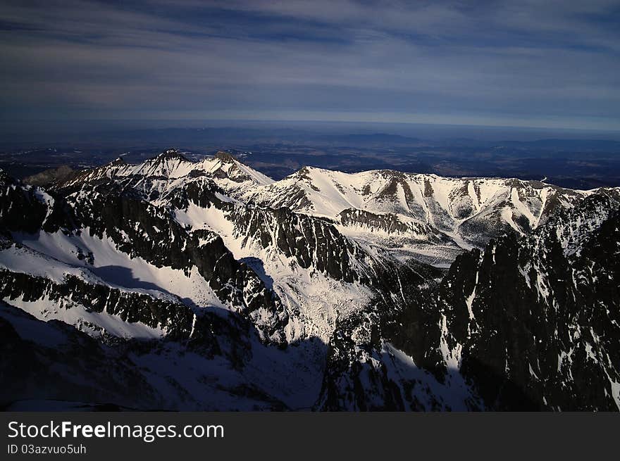 View from the top of the shield Lomnického High Tatras. View from the top of the shield Lomnického High Tatras