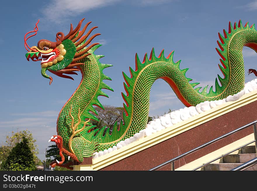 Sculpture of dragon at Wat muang Angthong Province Thailand