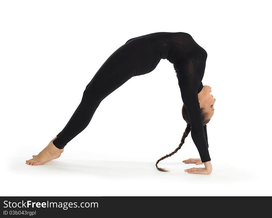 Gymnastic posing on white