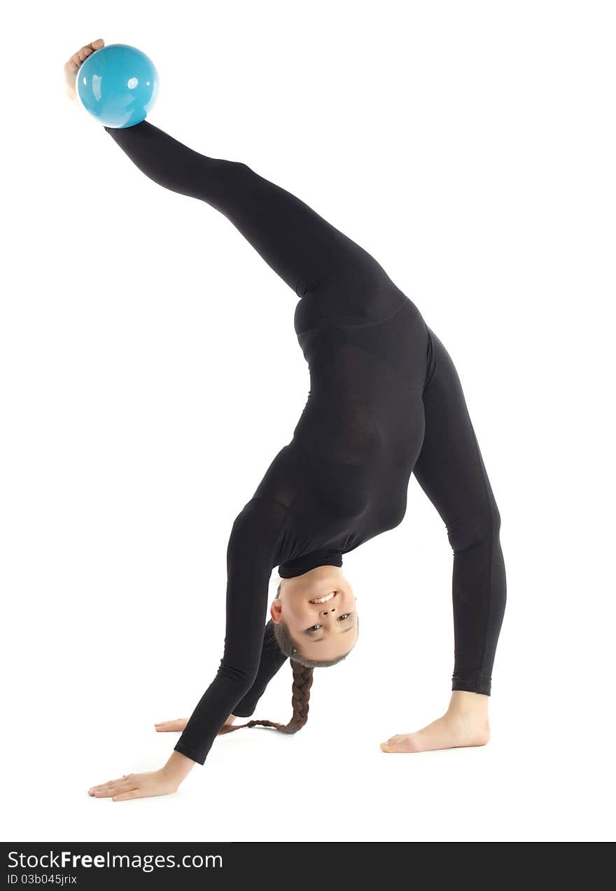 Gymnastic posing on white