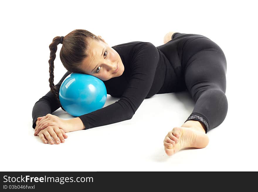 Gymnastic posing on white