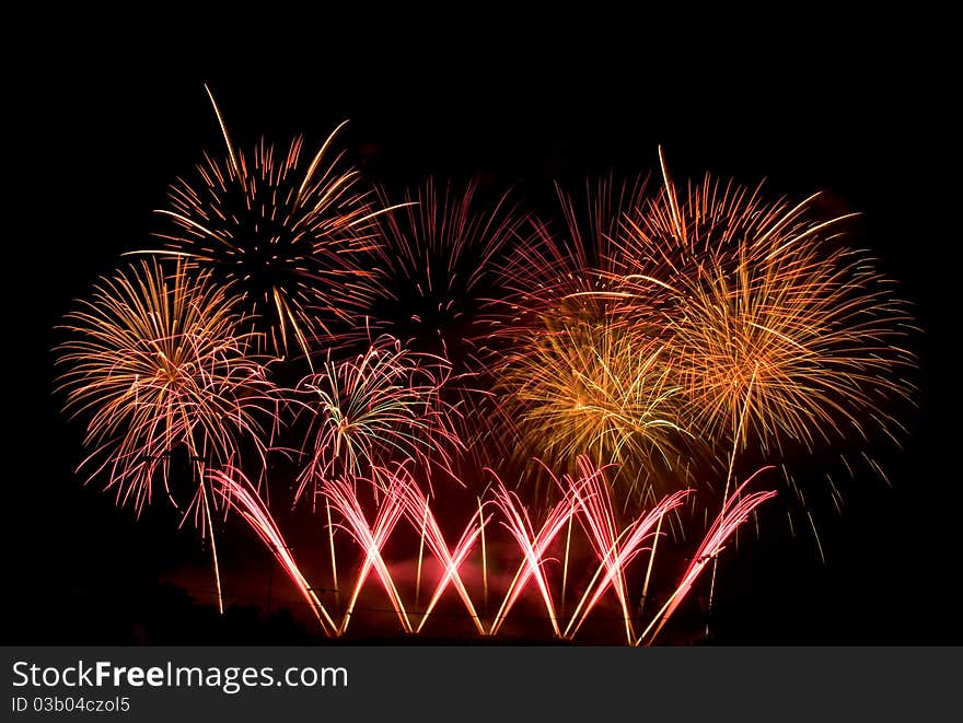 Colorful fireworks display at Thailand