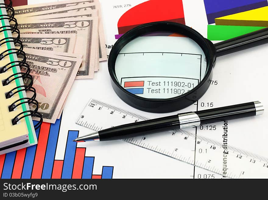 Financial charts and graphs on the table